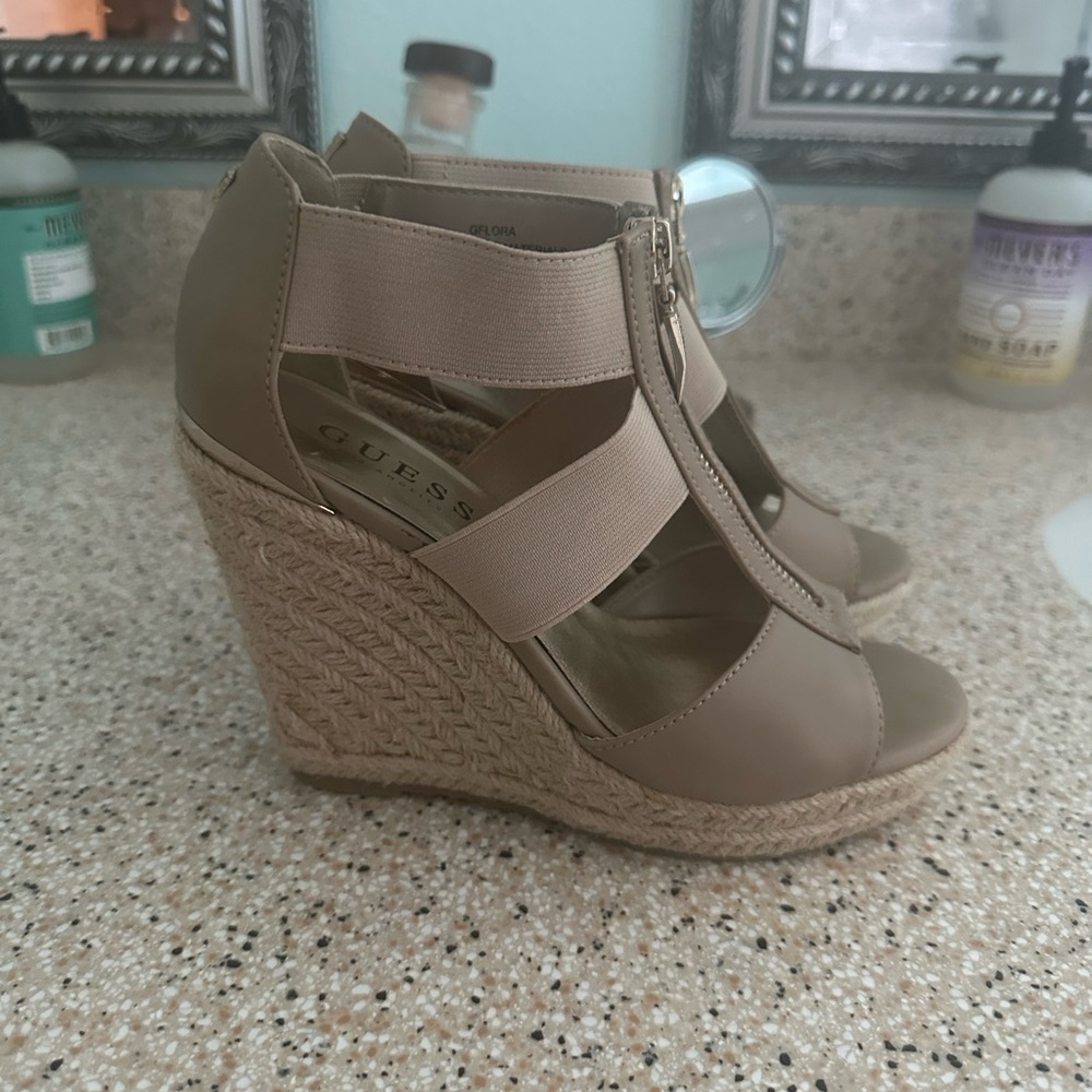 Guess Women's Beige Wedge Sandals